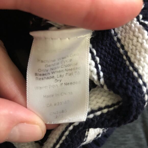 Talbots blue white stripe nautical preppy button cardigan sweater medium - Picture 4 of 4